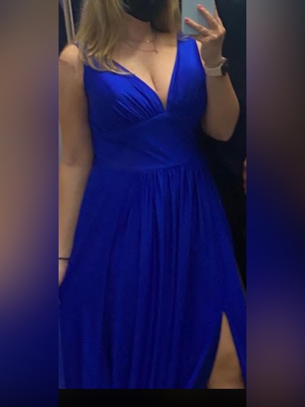 Elegant V-Neck Royal Blue Evening Dress